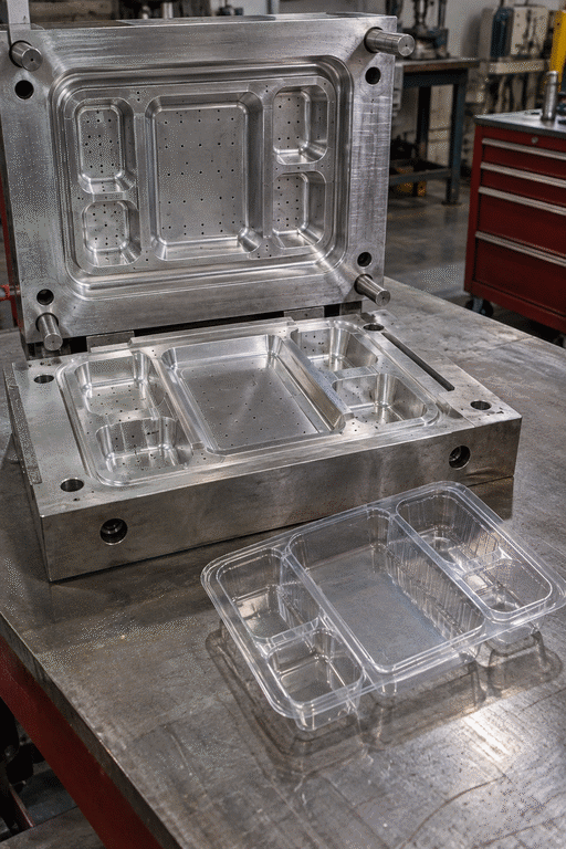 Εργαλείο thermoforming με παραγόμενο δίσκο PET