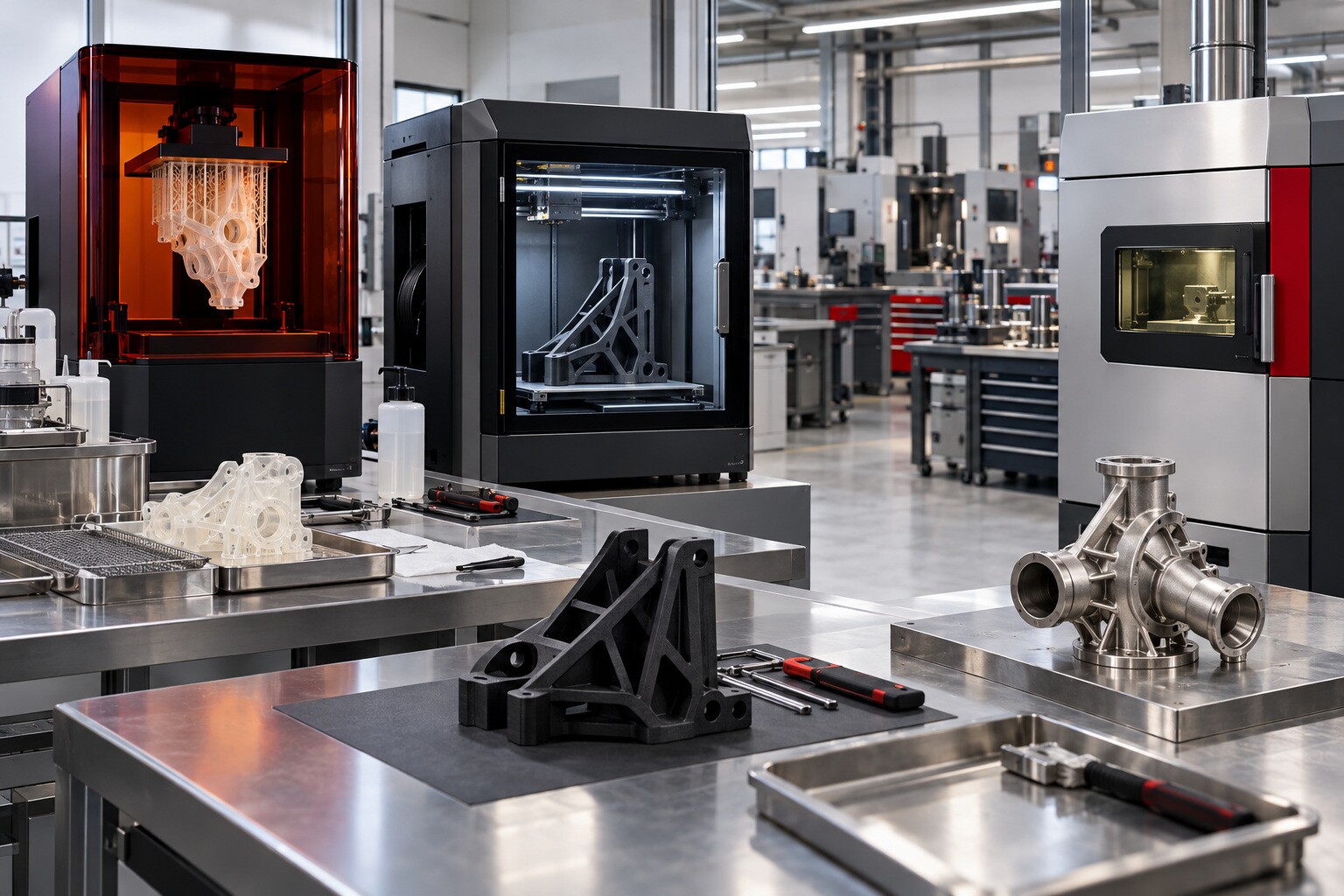 Βιομηχανικό εργαστήριο 3D printing με resin, engineering filament και metal printing