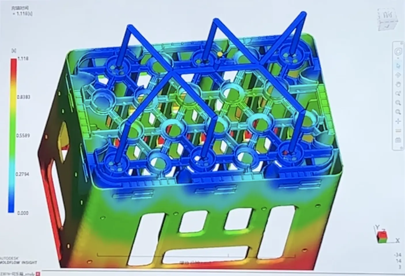 Χρωματική προσομοίωση Mold Flow για τον έλεγχο πλήρωσης πλαστικού εξαρτήματος